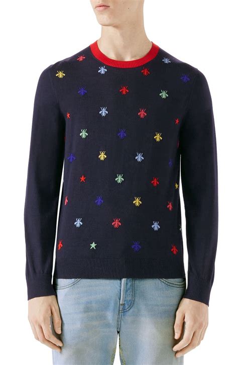 gucci sweater 80s|Gucci bee embroidered sweater.